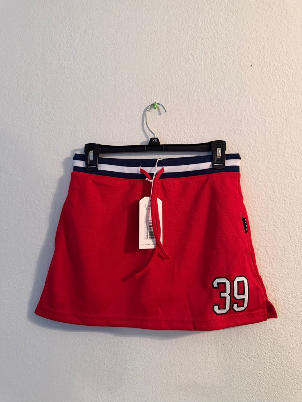 Princess Polly Red Mini Skirt with Navy & White Waistband